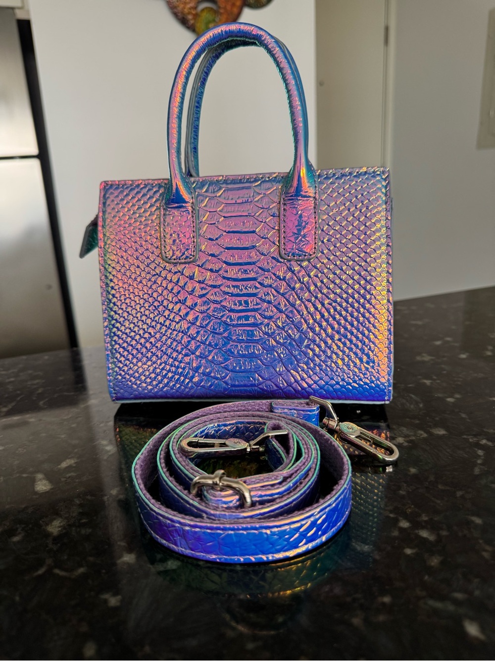 Nathaniel Noir Iridescent Mini Tote. Pre owned and Black owned - Picture 2 of 4